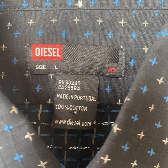 Diesel Button Down Shirt Mens Large Long Sleeve Black Metallic - Picture 7 of 7